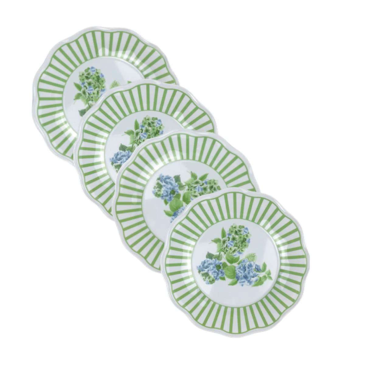 Tara-Louise BEAUTIFUL SET OF HYDRANGEA GARDEN GREEN SALAD PLATES (4) (Set of 4) | Wayfair North America