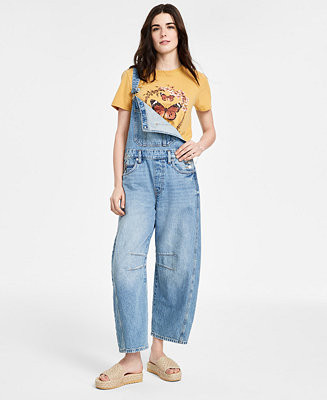 Lucky Brand Women's Cotton Denim Barrel-Leg Overalls - Macy's | Macy's