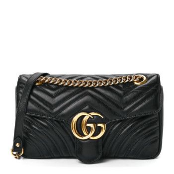 Calfskin Matelasse Small GG Marmont Shoulder Bag Black | FASHIONPHILE (US)
