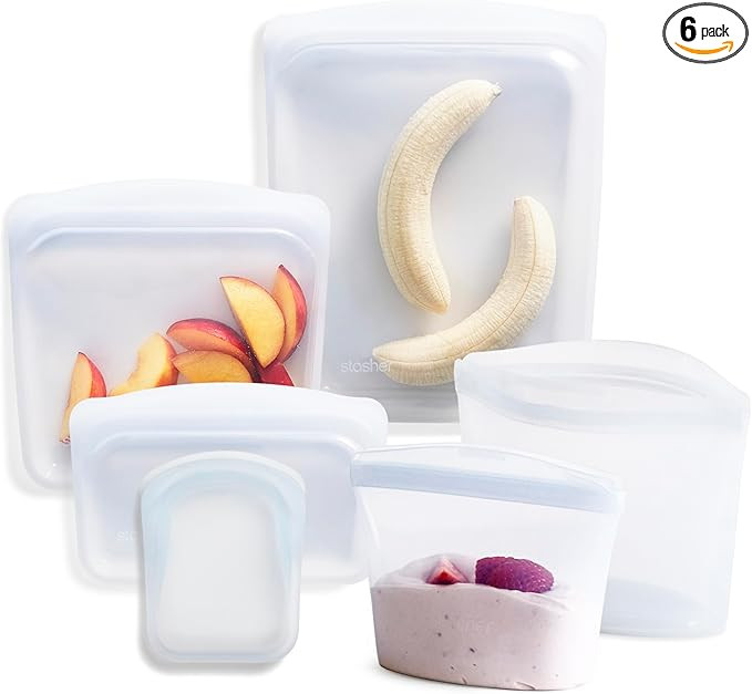 Stasher Premium Silicone Reusable Food Storage Bags, 6-Pack, Sea Spray | Multi-Use Food Storage B... | Amazon (US)