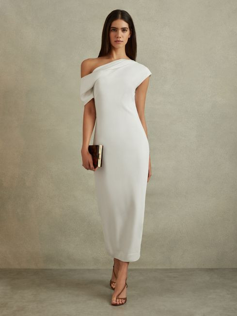 Draped Bodycon Midi Dress | Reiss UK