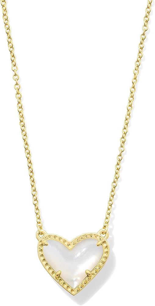 Kendra Scott Ari Heart Short Pendant Necklace in Ivory Mother Of Pearl, 14k Gold-Plated Brass, Fa... | Amazon (US)