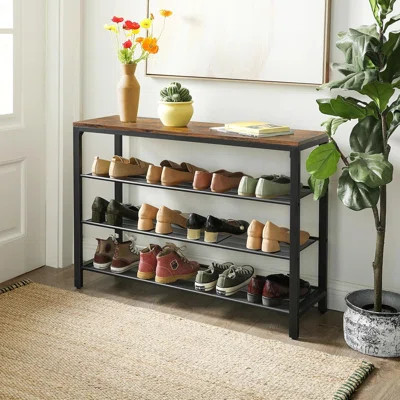 4 Tier Shoe Rack, Shoe Organizer For Closet, Entryway, 16-20 Pairs Of Shoes, Large Shoe Rack Organizer With 3 Metal Mesh Shelves, 11.8 X 39.4 X 28.3 I | Wayfair North America