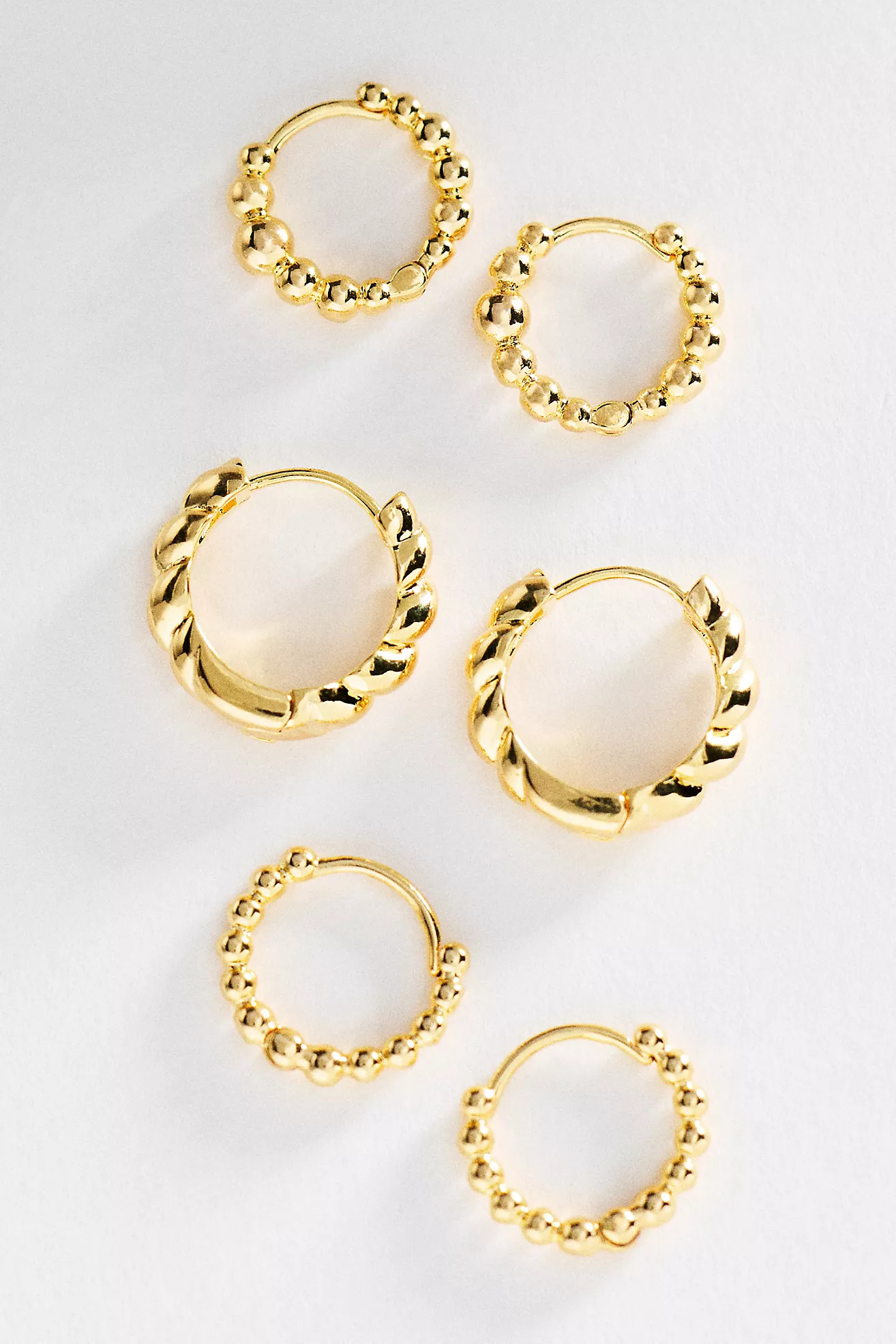 Textured Hoop Earrings, Set of 3 | Anthropologie (US)