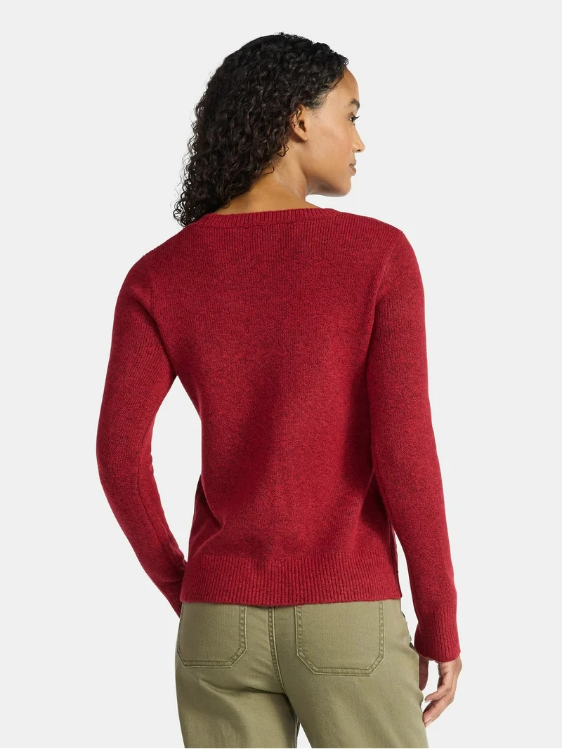 Time and Tru Women's and Women's Plus Holiday Talking Sweater with Long Sleeves, Midweight, Sizes... | Walmart (US)