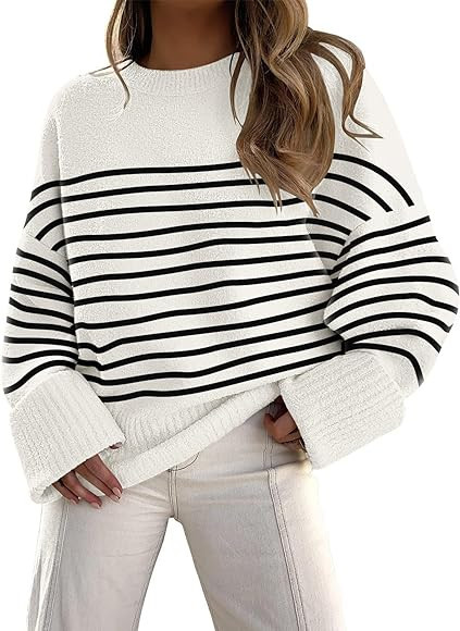 LILLUSORY Women's Oversized Sweaters 2023 Fall Fuzzy Chunky Warm Pullover Sweater | Amazon (US)