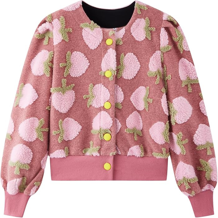 HOULENGS Women's Bomber Jacket, Cropped Floral Print Fleece Coat | Amazon (US)