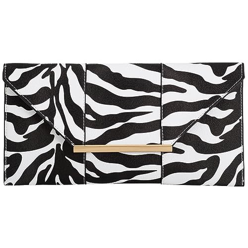 JNB Synthetic Leather Zebra Print Envelope Clutch, White1 | Amazon (US)