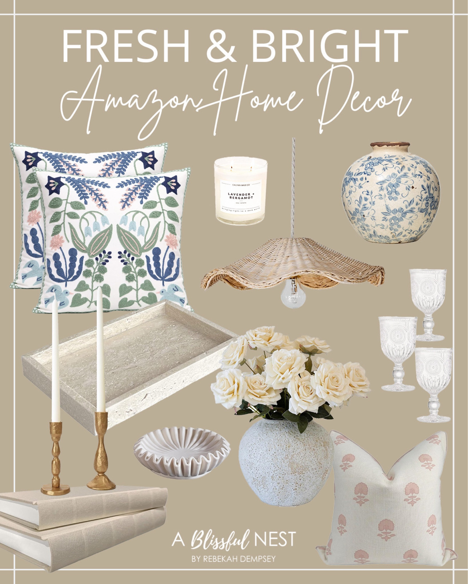 Beautiful fresh Amazon spring home decor! Spring pillows, gold candlesticks, scalloped basket light, and more!
.
.
.


#LTKhome #LTKfindsunder50 #LTKsalealert