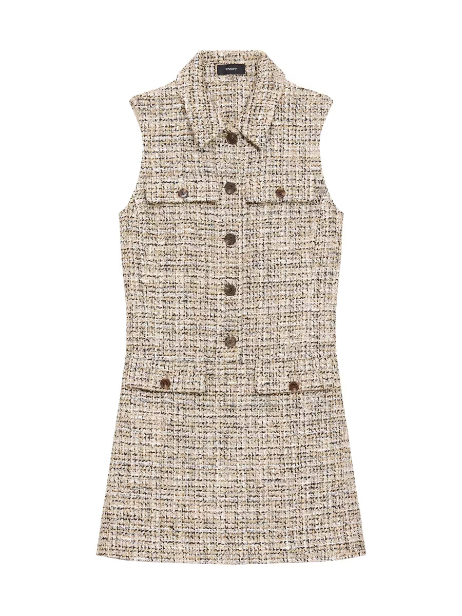 Theory Tweed Sleeveless Minidress | Saks Fifth Avenue | Saks Fifth Avenue