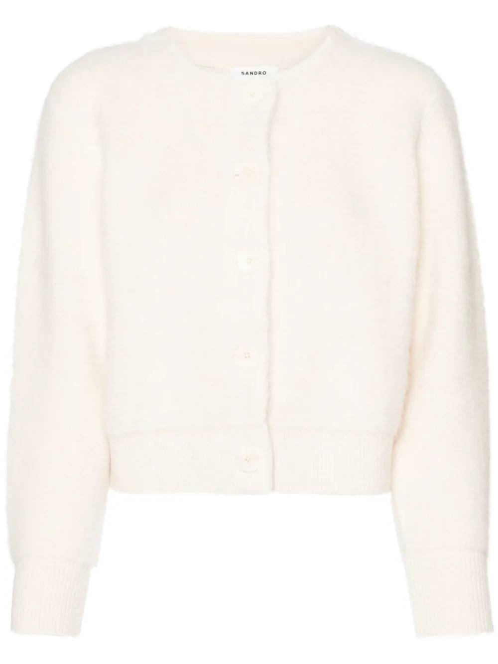SANDRO round-neck Brushed Cardigan  | Neutrals | FARFETCH AU | Farfetch Global