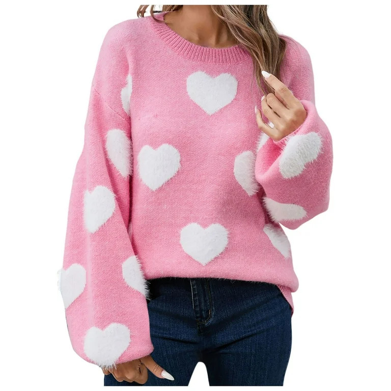 Daznico Womens Sweater,Women's Knitwear Pullover Sweater-Pink-M | Walmart (US)