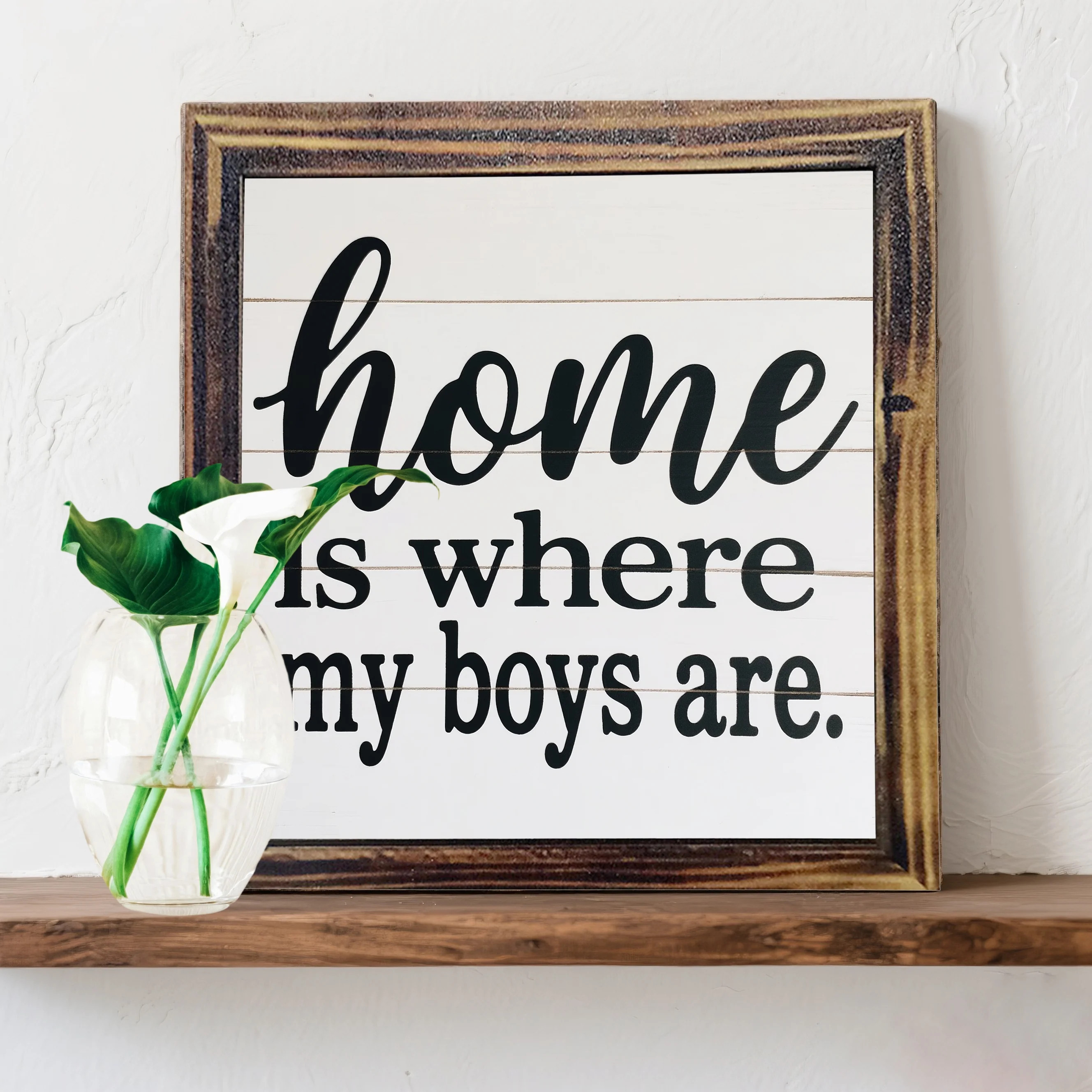 Home Is Where My Boys Are Framed Wood Sign Housewarming Gift, Wood Framed Wall Sign Wall Art For ... | Walmart (US)