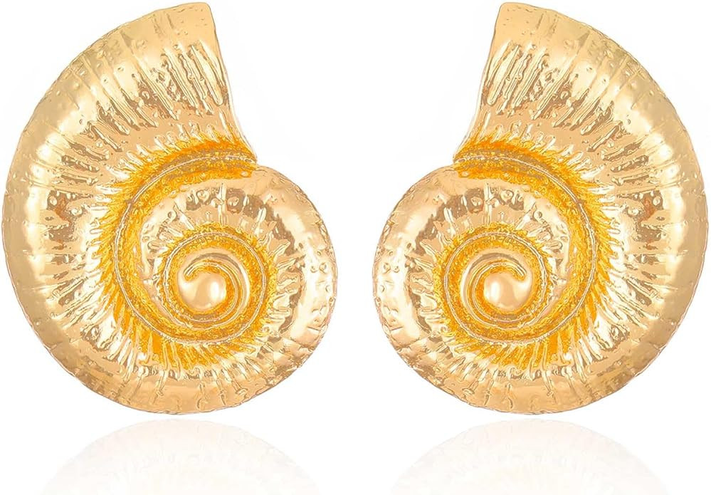 Ocean Earrings Studs Large Conch Earrings Statement Summer Beach Jewelry Gift for Women | Amazon (US)