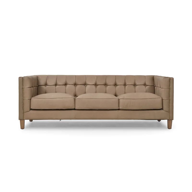 Damil 84.5'' Genuine Leather Square Arm Sofa | Wayfair Professional