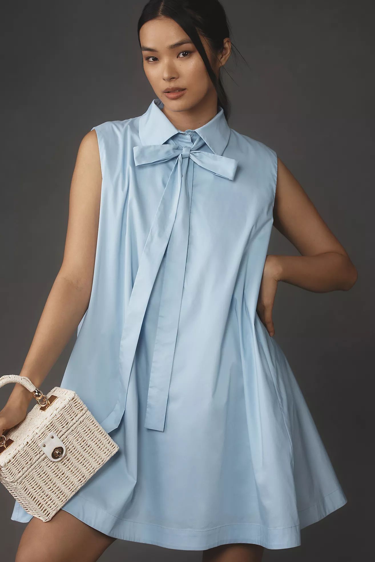 English Factory Sleeveless Bow Mini Shift Dress | Anthropologie (US)