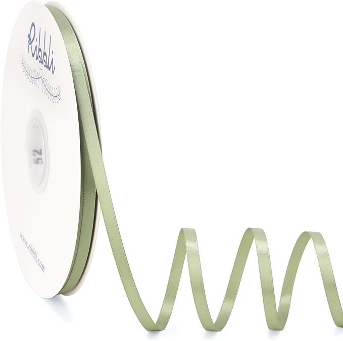 Ribbli Sage Green Satin Ribbon Double Faced Satin 1/4 Inch x Continuous 100 Yards-Spring Moss Rib... | Amazon (US)