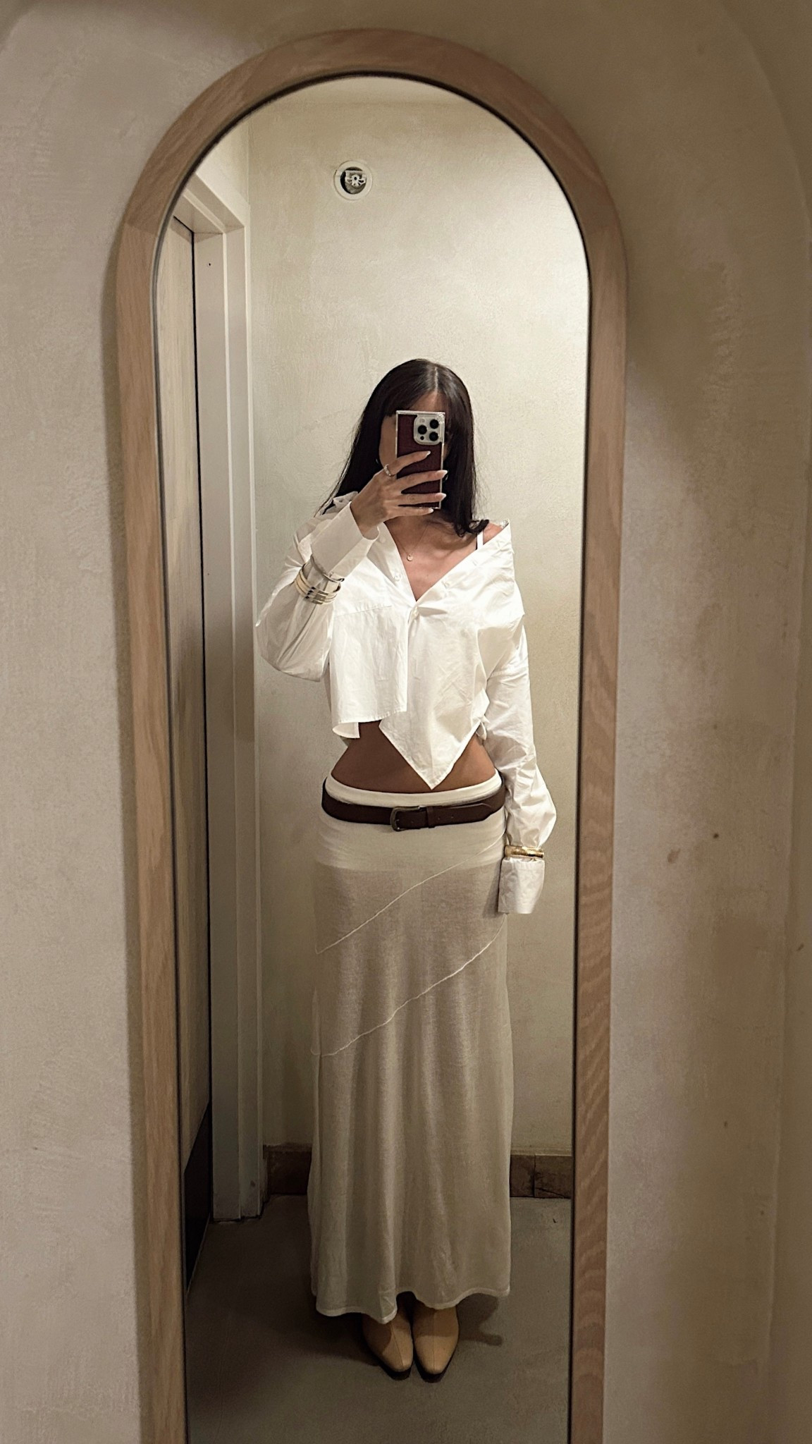 todays brunch look 🤍 

oversized button down, spring outfit, sheer maxi skirt, tall boots, low rise 

#LTKFindsUnder50 #LTKFindsUnder100 #LTKStyleTip