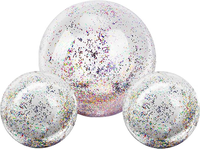 MoKo Inflatable Beach Balls, (3 Pck) Glitter Pool Ball Floatable Swimming Balls Confetti Ball for... | Amazon (US)