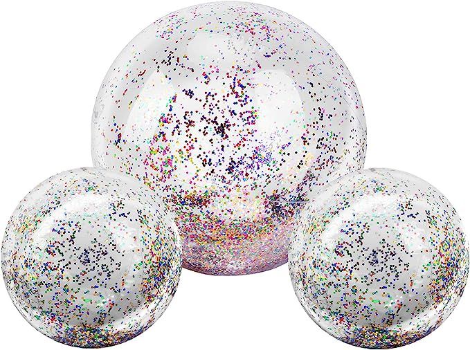 MoKo Inflatable Beach Balls, (3 Pck) Glitter Pool Ball Floatable Swimming Balls Confetti Ball for... | Amazon (US)