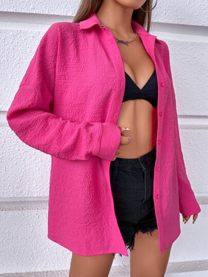 Solid Drop Shoulder Blouse | SHEIN