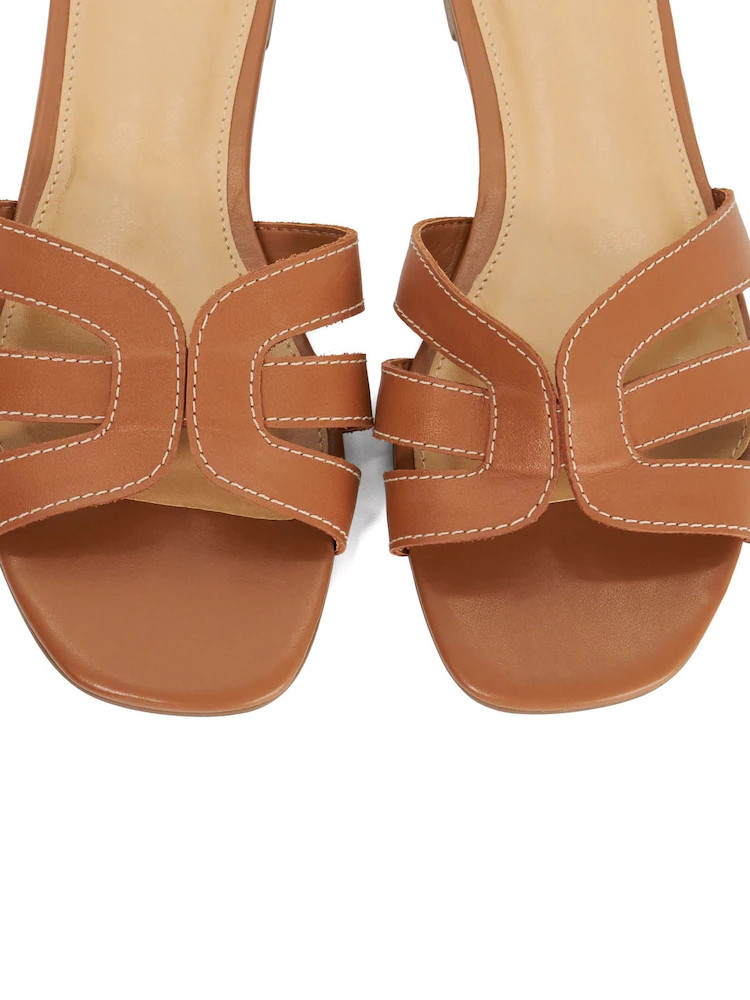 Dune London Brown Leather Larrissa Flat Sandals | Next EU