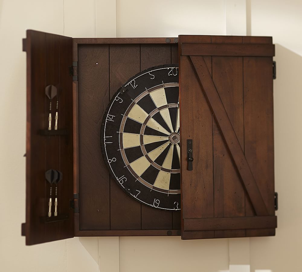 Dartboard Wood Cabinet Game Set - Mahogany | Pottery Barn (US)