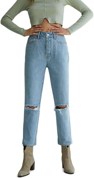 PacSun Women's Light Blue High Waisted Straight Leg Jeans Size 22 at Amazon Women's Jeans store | Amazon (US)