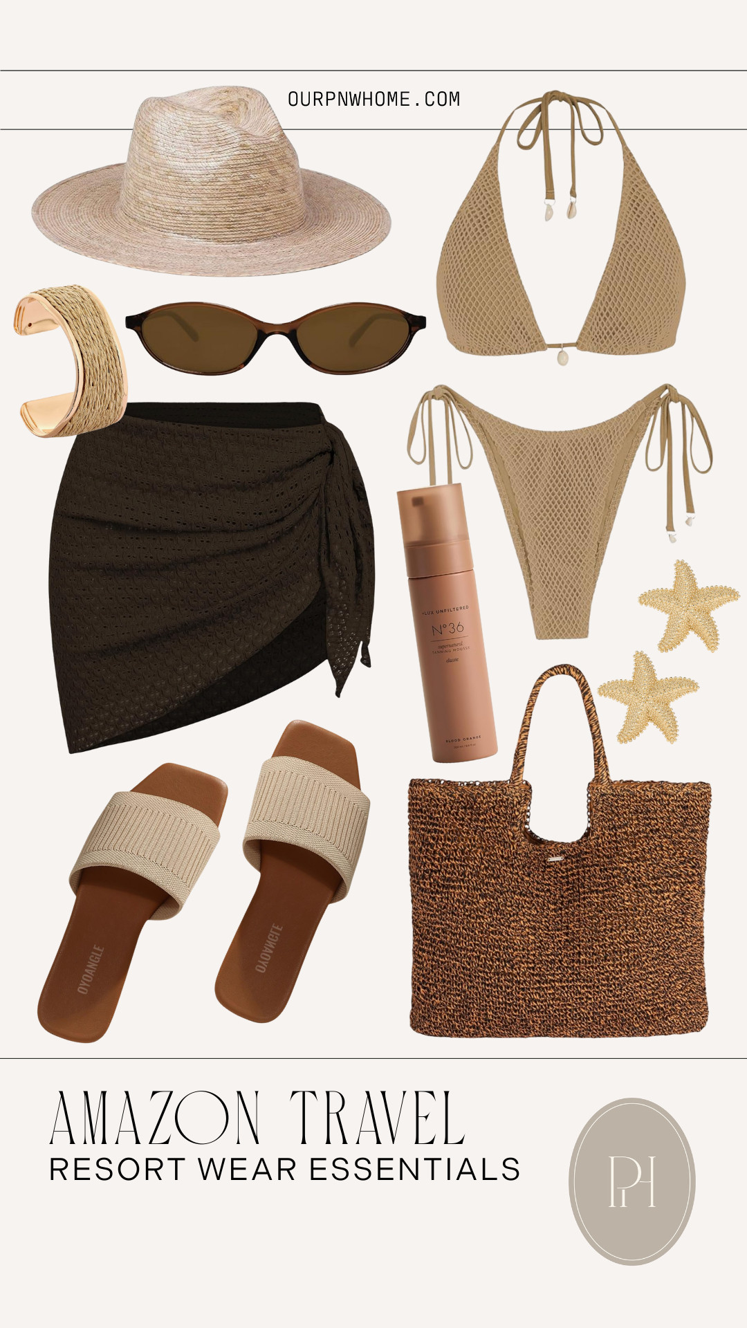 Resort wear finds from Amazon!

neutral fashion, summer fashion, spring break look, vacation look, vacation outfit, tote bag, raffia bag, beach bag, spring break outfit, beach day look, beach day outfit, tan bikini, swimwear, swimsuit, bathing suit, brown sarong, swim cover up, straw hat, beach hat, sun hat, oval sunglasses, bangle bracelet, star earrings, self tanner, sandals, slides 

 #LTKootd #LTKSeasonal #LTKTravel