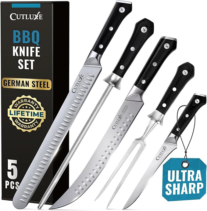 Cutluxe 5-Piece Butcher Knife Set – Slicing Carving Knife Set for Meat Cutting, Ultra Sharp Ger... | Amazon (US)
