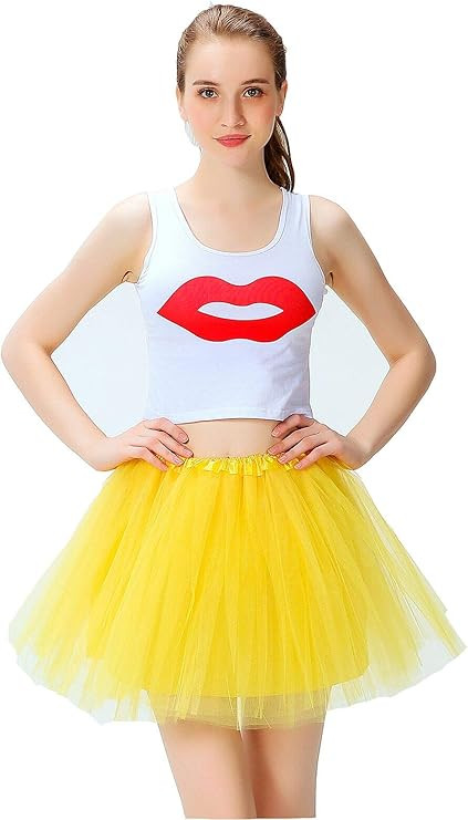 Amazon.com: Women's Athletic Tutus Elastic 4 Layered Tulle Tutu Skirt | Colorful Running Skirts |... | Amazon (US)