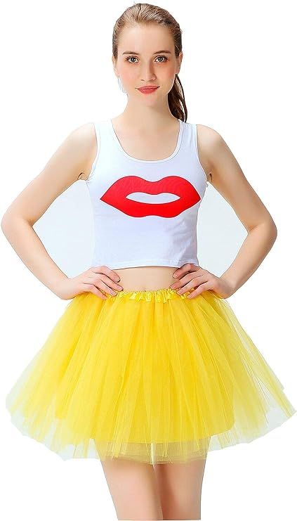Amazon.com: Women's Athletic Tutus Elastic 4 Layered Tulle Tutu Skirt | Colorful Running Skirts |... | Amazon (US)