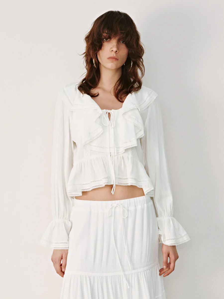 Ruffle Hem Long Sleeve Shirts | Urban Revivo