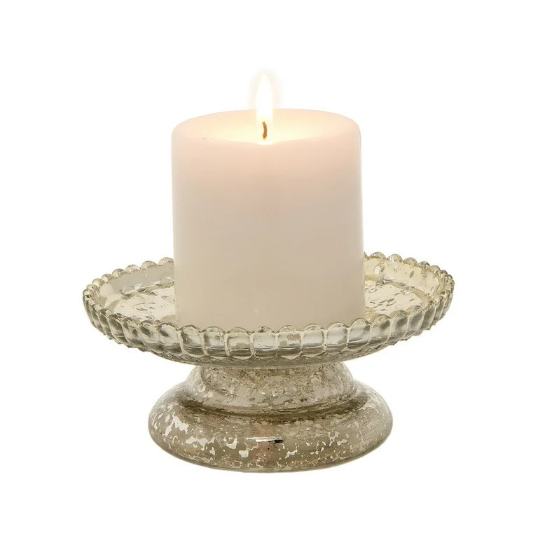 Luna Bazaar Mercury Glass Pillar Candle Holder (2.5-Inch, Silver, Anna Design) - Walmart.com | Walmart (US)
