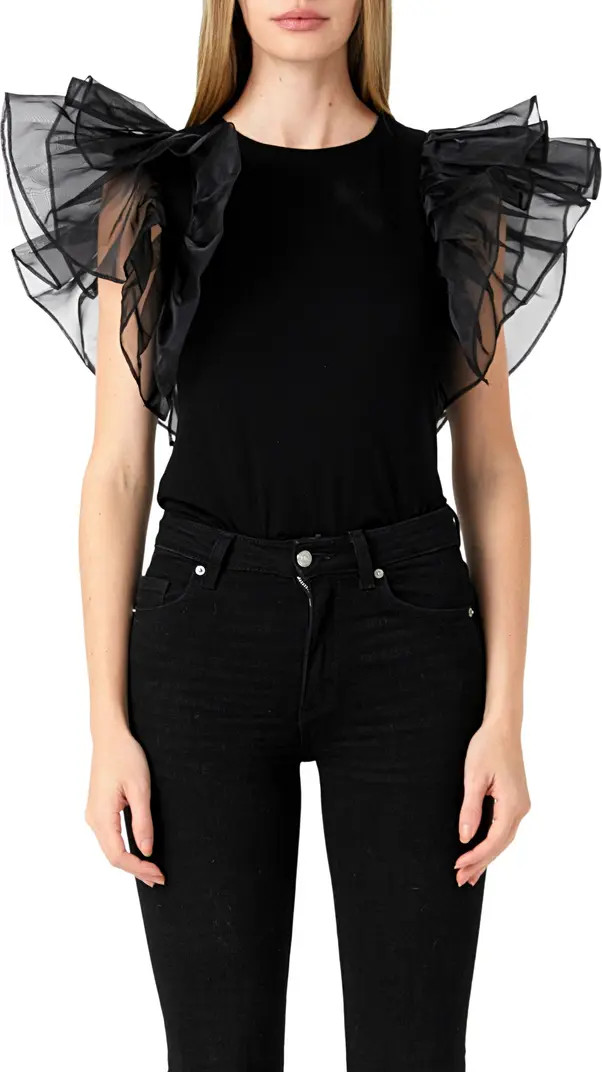 Endless Rose Organza Ruffle Sleeve Top | Nordstrom | Nordstrom