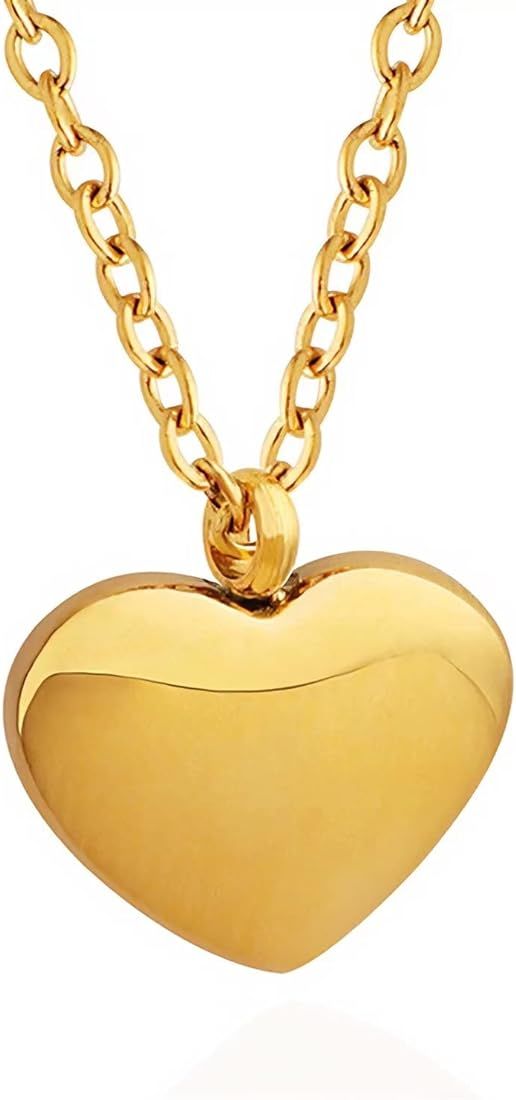 Zhia Fashionable Gold Heart Pendant Charming Gold Collarbone Necklace Minimalist Ins Style 18K Go... | Amazon (US)