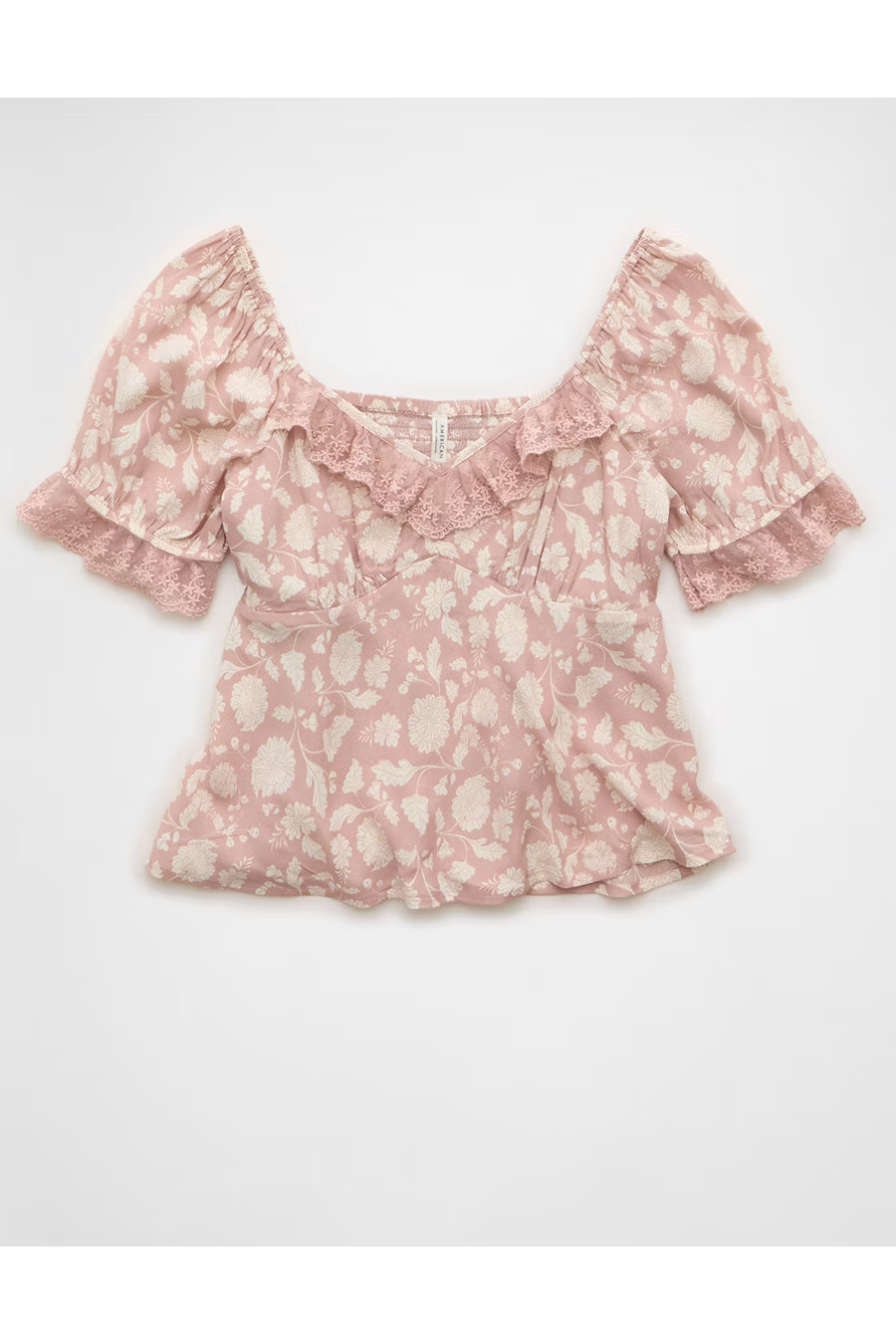 AE Babydoll Blouse Women's Dusty Pink XXS | American Eagle Outfitters (US & CA)
