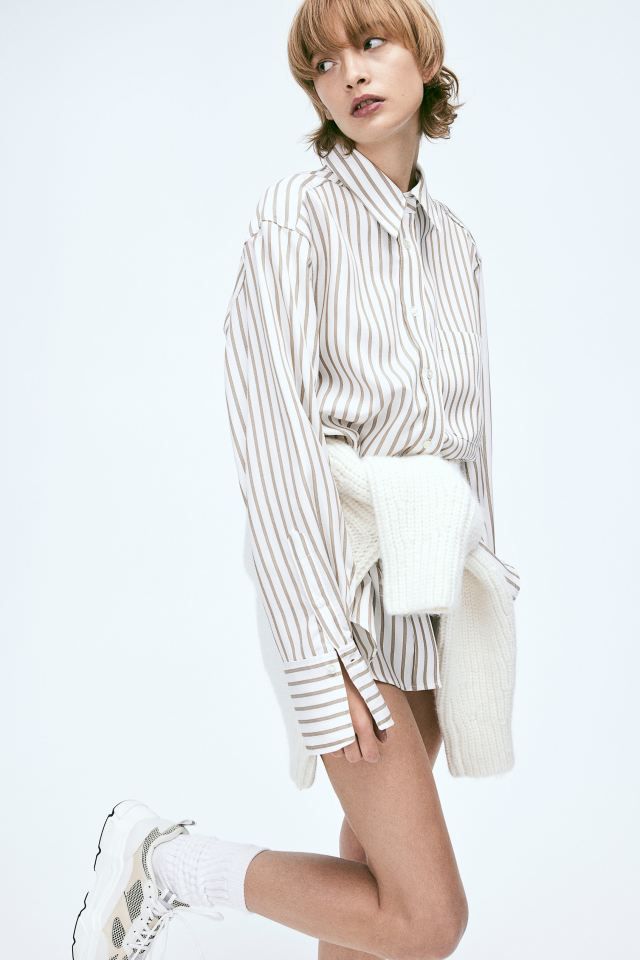 Loose-fit Shirt - White/striped - Ladies | H&M US | H&M (US + CA)