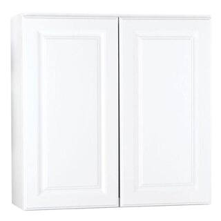 Hampton Bay Hampton 30 in. W x 12 in. D x 30 in. H Assembled Wall Kitchen Cabinet in Satin White ... | The Home Depot