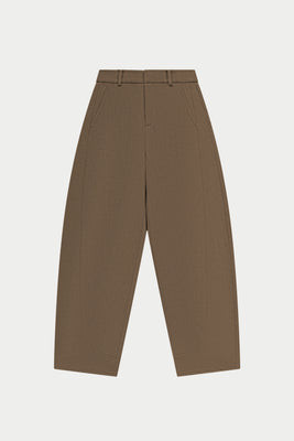 Micro Check Barrel Leg Trousers - Brown | The Couture Club