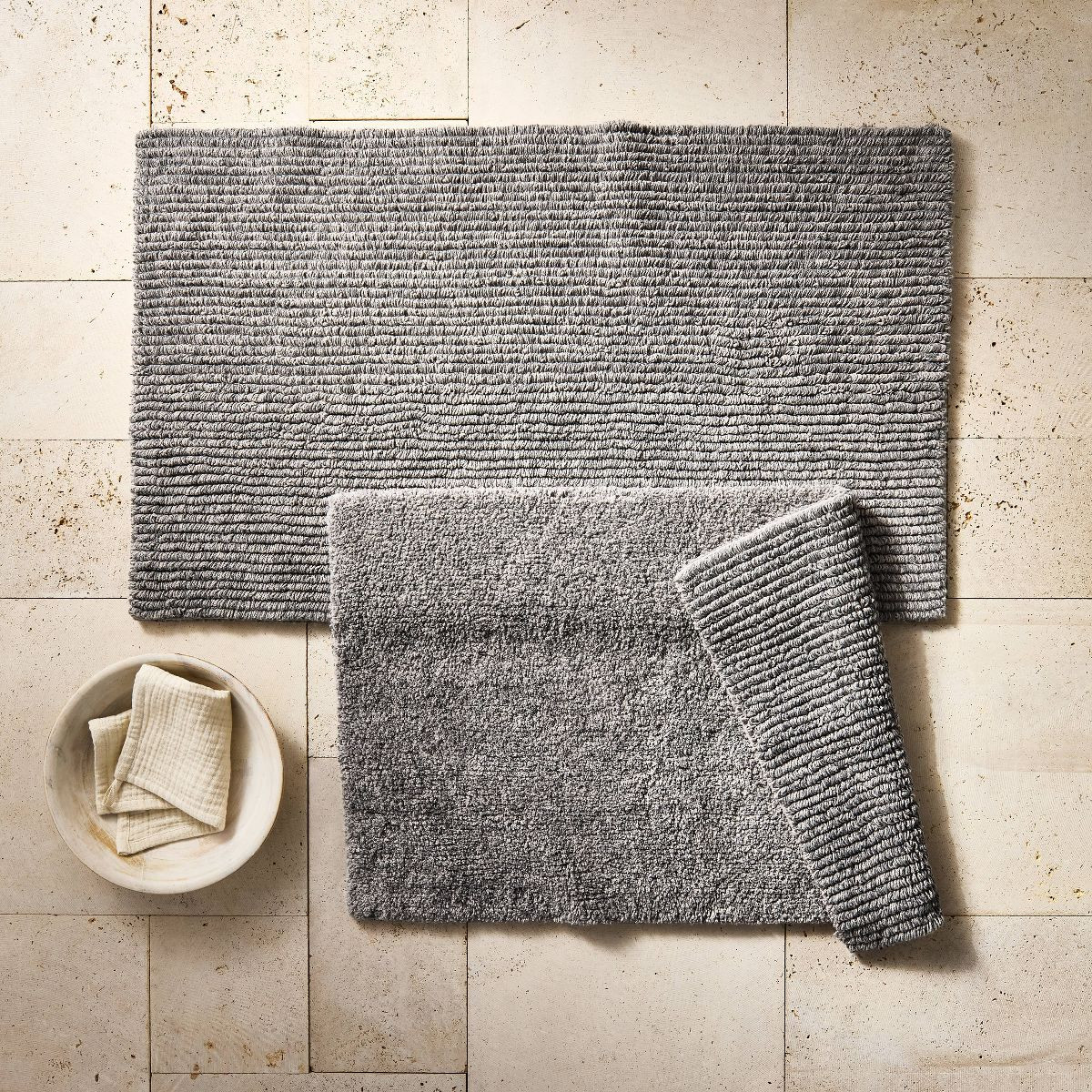 24"x40" Organic Melange Reversible Bath Rug Gray - Casaluna\u2122 | Target