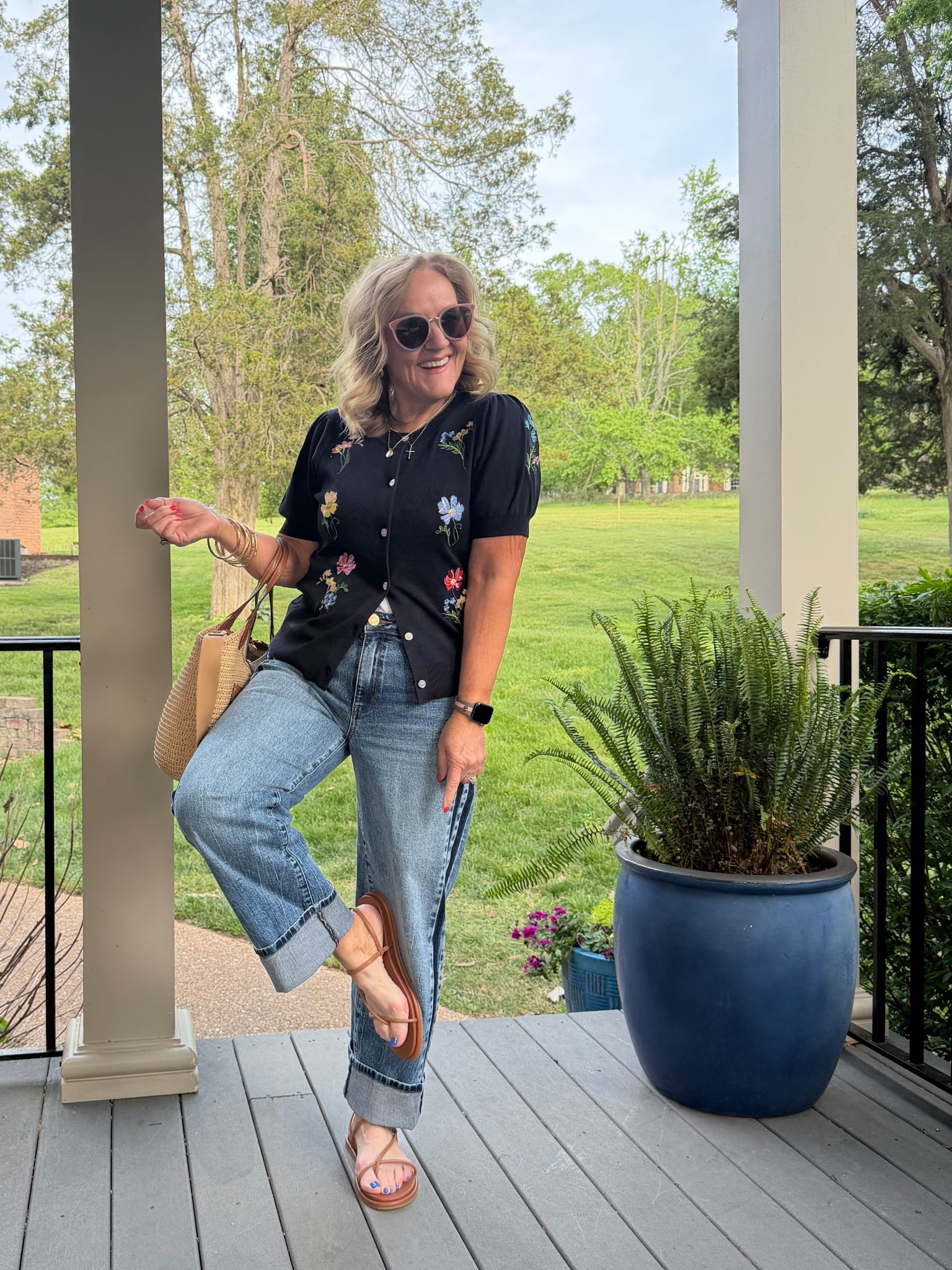 Walmart sweater restocked! Wearing a medium 
Jeans I sized down to a 6 not a lot of stretch they just run big. Get your reg size if you want them loose. I put the cuff in them 
Sandals are comfy with arch support. 
10% off my bag with code NANETTE
20% off my necklaces code TAKE20
Bangles are only $25 today 4/21 and 4/22 

#LTKootd #LTKPetite #LTKOver40