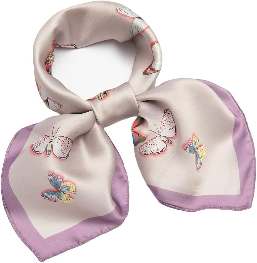 Silk Like Scarf Square Handkerchief Satin Ribbon Neck Scarfs for Women 21''x21'' | Amazon (US)