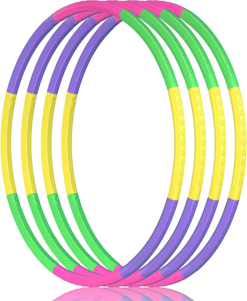 4 Pack Kids Exercise Hoop for Kids, Size Adjustable & Detachable Length Toy Hoop Plastic Toys for... | Amazon (US)