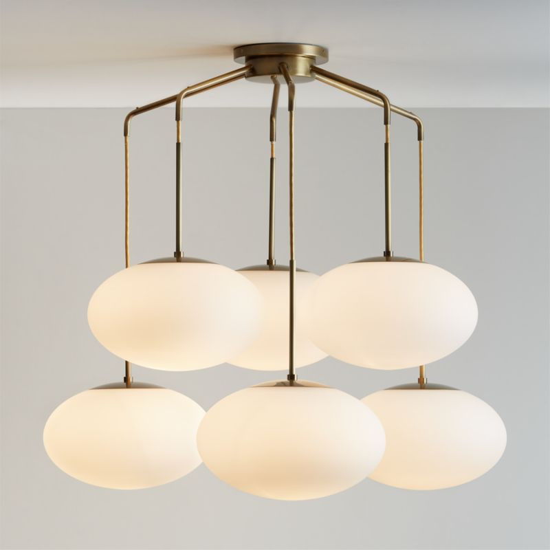 Moon Brass and Glass 6-Light Chandelier + Reviews | Crate & Barrel | Crate & Barrel