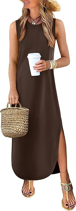 ANRABESS Women's Summer Soft Maxi Dress with Pockets | Sleeveless Lightweight Loose Fit Sundress,... | Amazon (US)