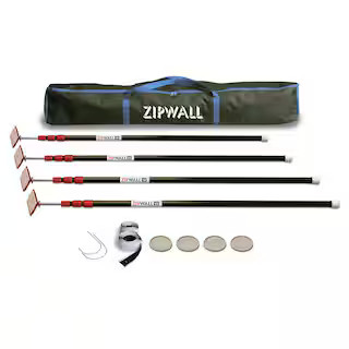 ZipWall 10 ft. Stainless Steel Dust Barrier Poles with 2-Adhesive Zippers and a Carry Bag Black (... | The Home Depot