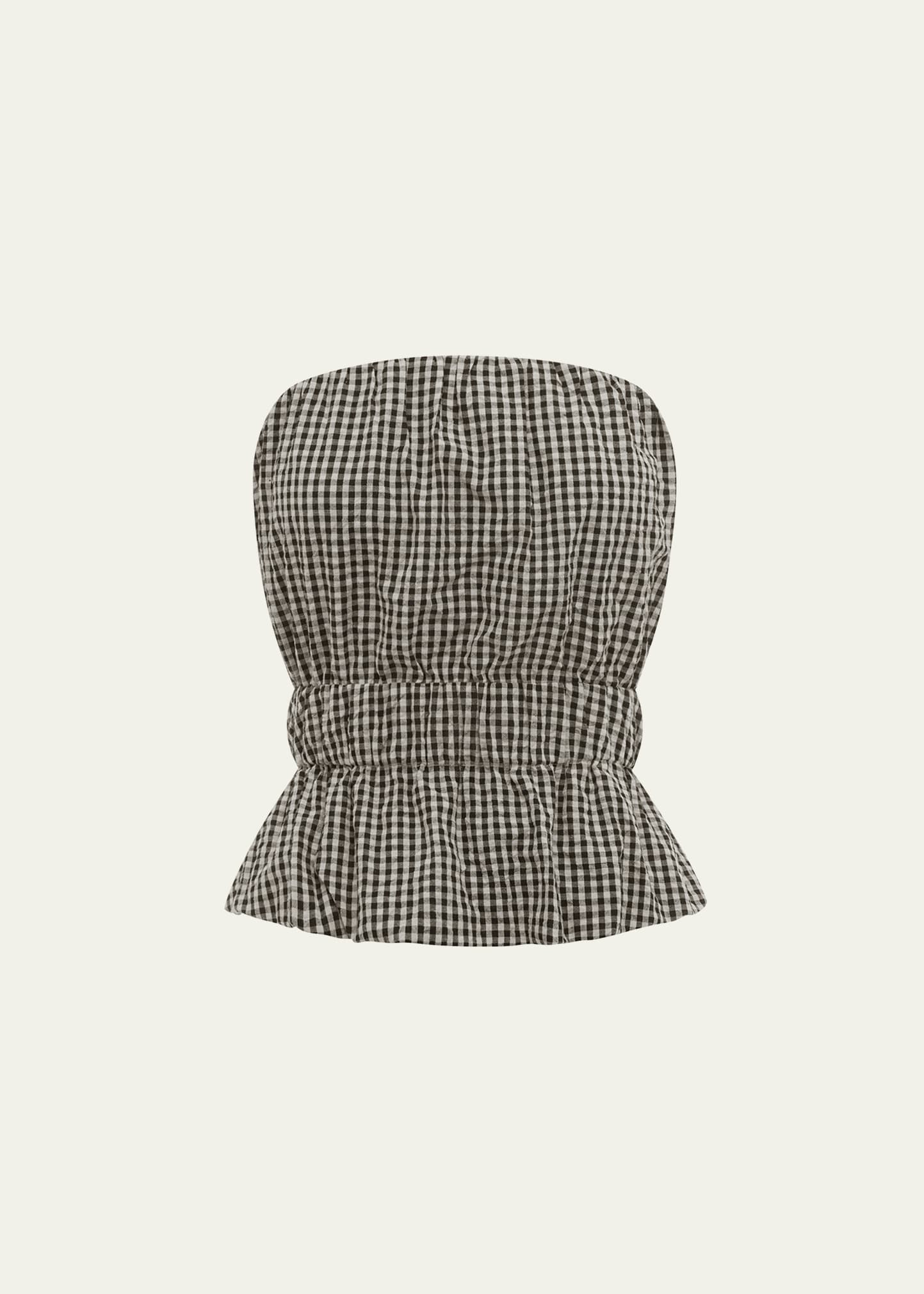Posse Aurelia Strapless Cotton Gingham Top | Bergdorf Goodman