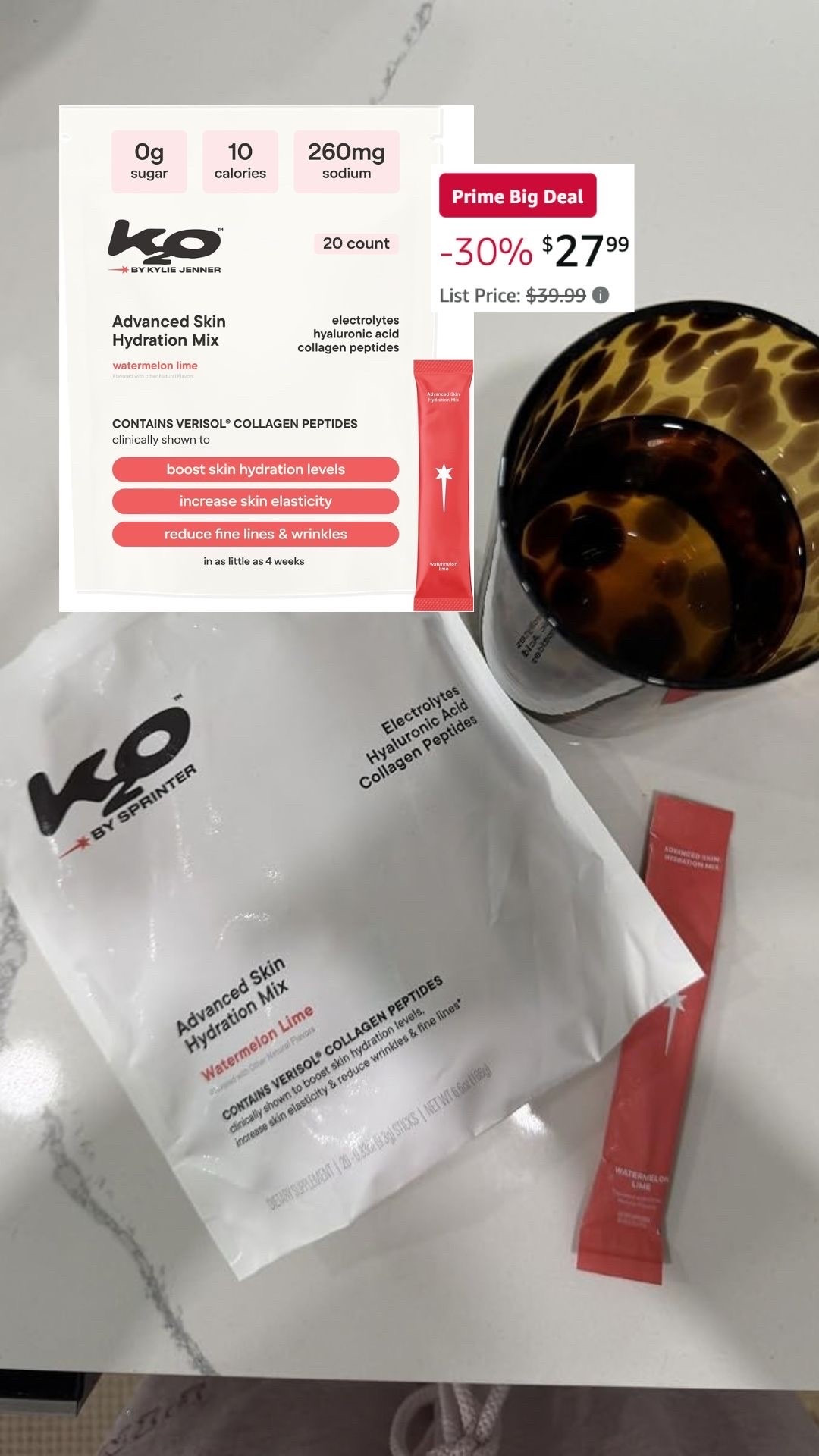 @k2o by Kylie Jenner Advanced Skin Hydration Mix with Electrolytes, Hyaluronic Acid & Verisol Collagen Peptides - on sale for Amazon prime

#LTKfitnessgoals #LTKActive #LTKfoodie