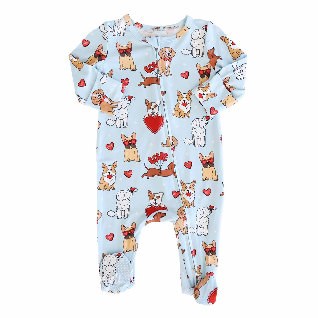 Pups & Kisses Zipper Footie | Caden Lane